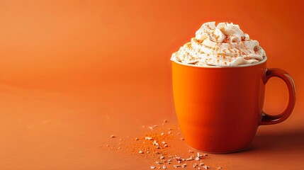 Poster - Pumpkin Hot Chocolate: A creamy pumpkin hot chocolate in a festive mug, topped with whipped cream