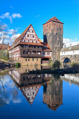 Wall Mural - bridge over Pegnitz River in the Old Town of Nurnberg