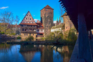 Wall Mural - bridge over Pegnitz River in the Old Town of Nurnberg