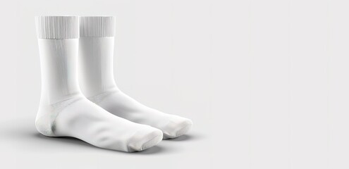 A pair of white socks on a white background