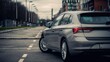 © cherif - empty parked car in an urban setting. The car depicted from a side angle, showcasing its sleek and modern design