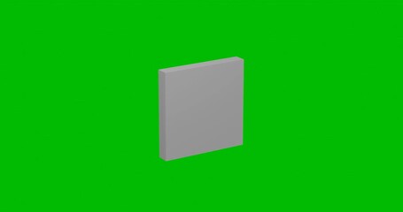 Poster - Animation of rotation of a white rectangle with shadow. Simple and complex rotation. Seamless looped 4k animation on green chroma key background
