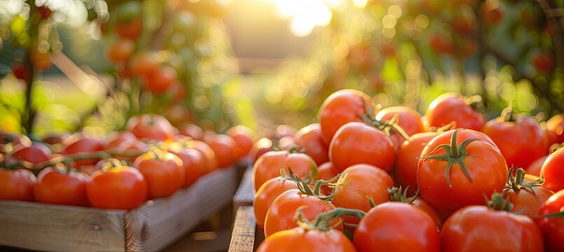 Summer Tomato Farm with Farmer's Market Setup