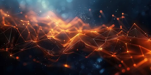 Poster - abstract digital landscape with glowing lines