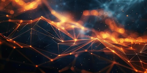 Poster - abstract digital network with glowing nodes