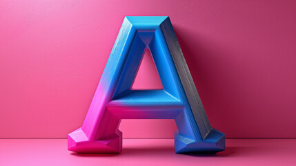 Wall Mural - Metallic letter A on pink background with 3D Speech A text.