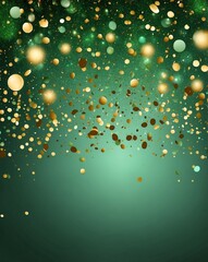 Wall Mural - green glitter and confetti background with bokeh