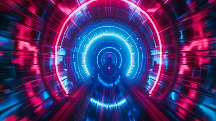 Wall Mural - Red Blue Tunnel Abstract Background