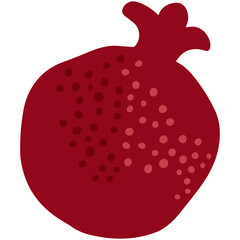 Abstract pomegranate fruit illustration. Exotic fruit in cartoon style PNG.