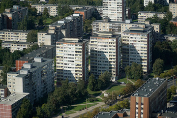 Wall Mural - Aerial view on residential buildings from TV tower - Vilnius, Lithuania