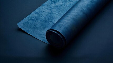 Blueprint paper roll, background in dark navy blue