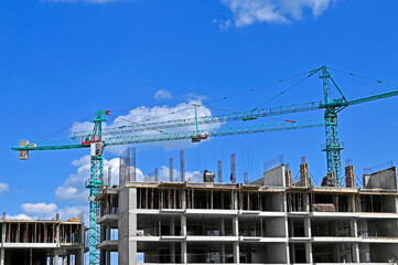 Wall Mural - Multistage construction site with crane