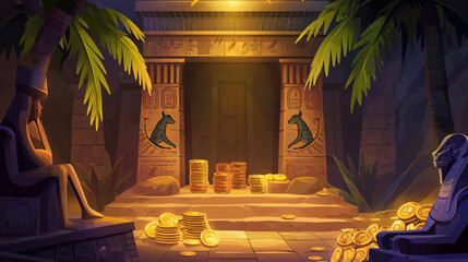 The Ancient Egyptian background isolation for game background, Illustration