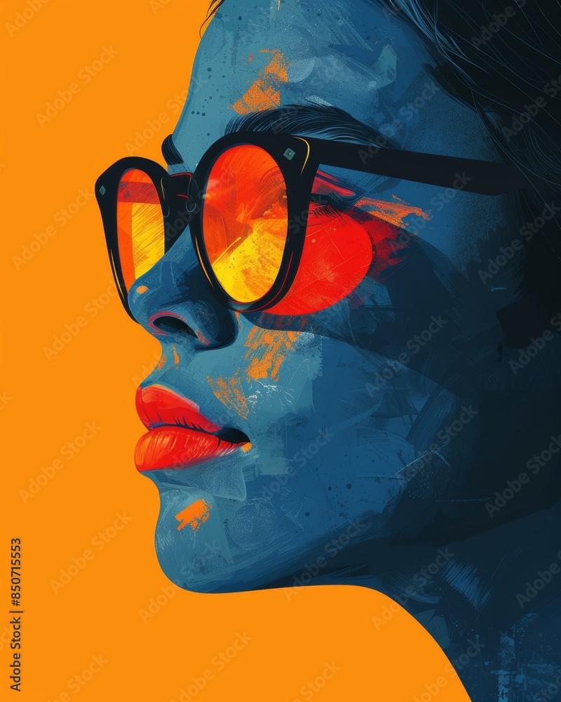 Adorable Barang in sunglasses, American mid-century flat vector design with vibrant colors - school blue, recess green, playful pink, snacktime orange.