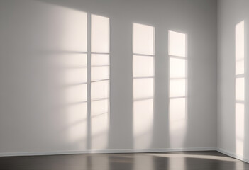 Wall Mural - sun rays light from window on white wall in minimal style