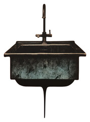 Poster - PNG Silkscreen of a sink red architecture painting.