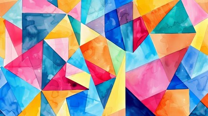 Poster - Colorful abstract watercolor geometric art, modern poster
