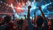 © Barosanu - A vibrant scene capturing an ecstatic crowd at a sports event, with flares illuminating the stadium in red hues