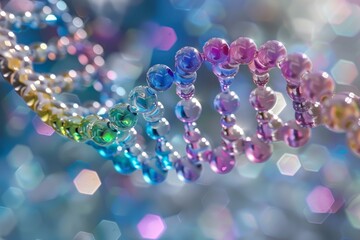 Poster - Abstract closeup of multicolored beads on spirals with a dreamy bokeh effect