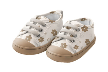 Canvas Print - PNG baby's floral sneakers, transparent background