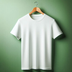 Canvas Print - Blank White T-Shirt Mockup Template On Green Background