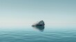 © Maxim Borbut - An AI-generated landscape with a minimalistic composition and a single rock in the ocean.