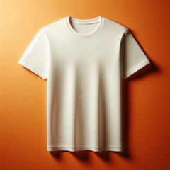 Wall Mural - Blank White T-Shirt Mockup Template On Orange Background