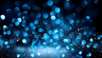 Wall Mural - Blue particles abstract bokeh background