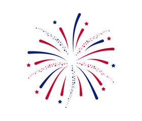 Wall Mural - fireworks fourth of july.fireworks with a red and blue stars and sparks . united states of america i