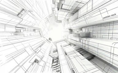 Poster - Interior with a white abstract background highlighting the future. 3D illustration and rendering with polygons. An architectural backdrop.