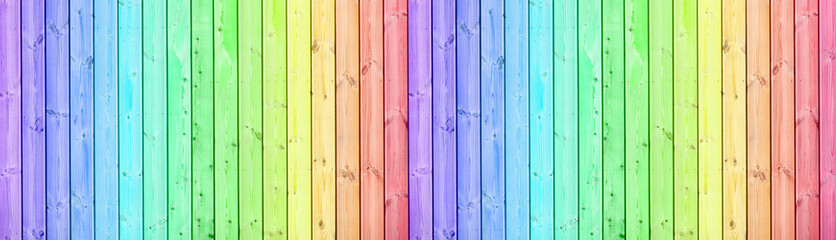 Poster - fond bois pastel couleurs arc-en-ciel 