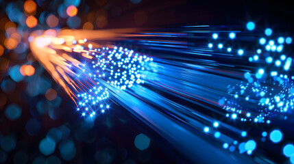 Wall Mural - Close up of abstract background fiber optics,internet communication concept