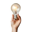 © Sippung - Hand holding a glowing light bulb for ideas and innovation on transparent background clipart