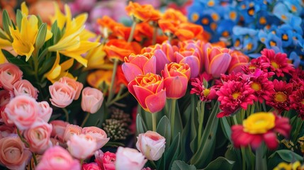 Sticker - Colorful flowers and blossoming spring display