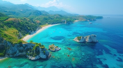 Wall Mural - Aerial View of a Pristine Beach and Turquoise Waters