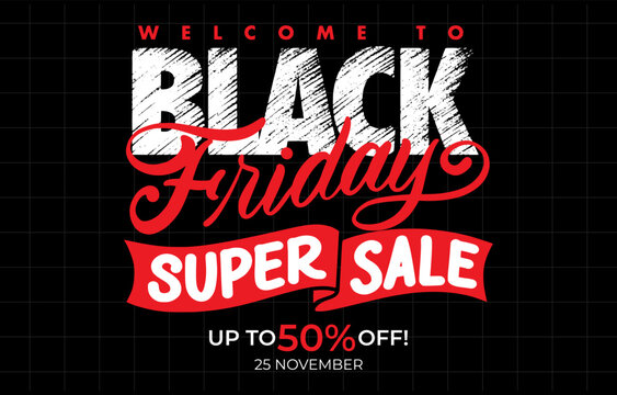 Black Friday super sale typography lettering vector