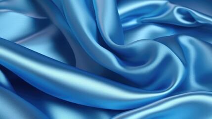 Poster - Luxurious Blue Satin Fabric Close-Up