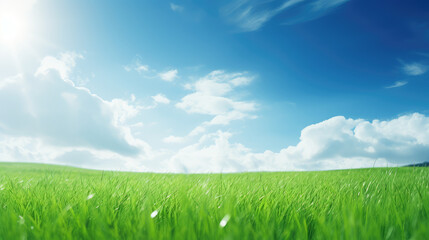 Wall Mural - Sunny Day Over Green Meadow