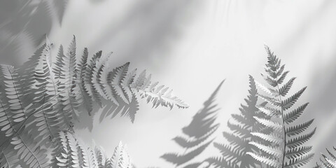 Poster - Tranquil Fern Leaf Shadows on Light Grey Background - Minimalistic Botanical Design Aesthetics