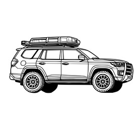 Wall Mural - SUV off road car, expedition adventure car illustration