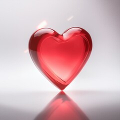 Wall Mural - red heart in 3d glass on a light background