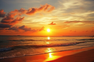 Wall Mural - Serene Sunset by the Beach: A Perfect Evening