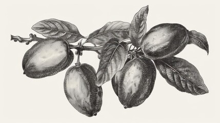 Wall Mural - botanical treasure vintage date fruit illustration isolated on white antique engraving