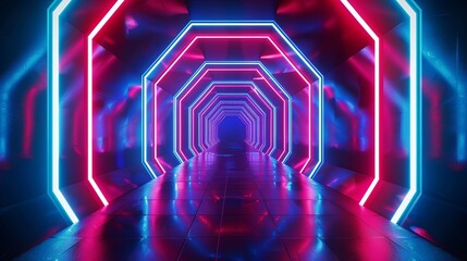 Red Blue Tunnel Abstract Background