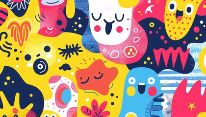 Naklejka na meble Playful Background with Bright Colors and Fun Patterns for UXUI Design backgrounds for UXUI design