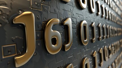 Golden Binary Code on a Black Surface