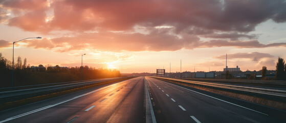 Canvas Print - Sunrise Journey on the Open Highway