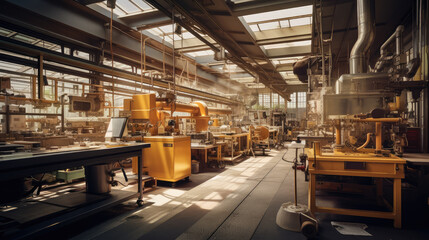 Wall Mural - Modern Industrial Factory Interior with Sunlight