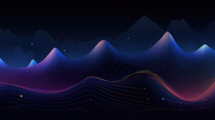 Wall Mural - Futuristic Digital Landscape with Flowing Waves Design