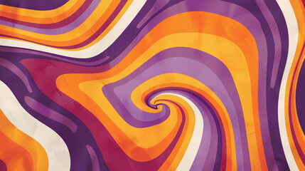 Wall Mural - Orange and Lavender retro groovy background presentation design 